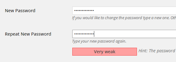 WordPress password meter